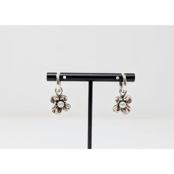 Ann King Sterling Silver Freshwater Pearl Orchid Flower Pendant Earrings Set - Picture 8 of 13